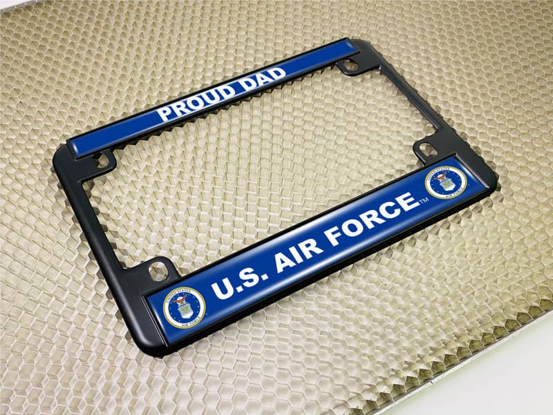 U.S. Air Force Proud Dad - Motorcycle Metal License Plate Frame